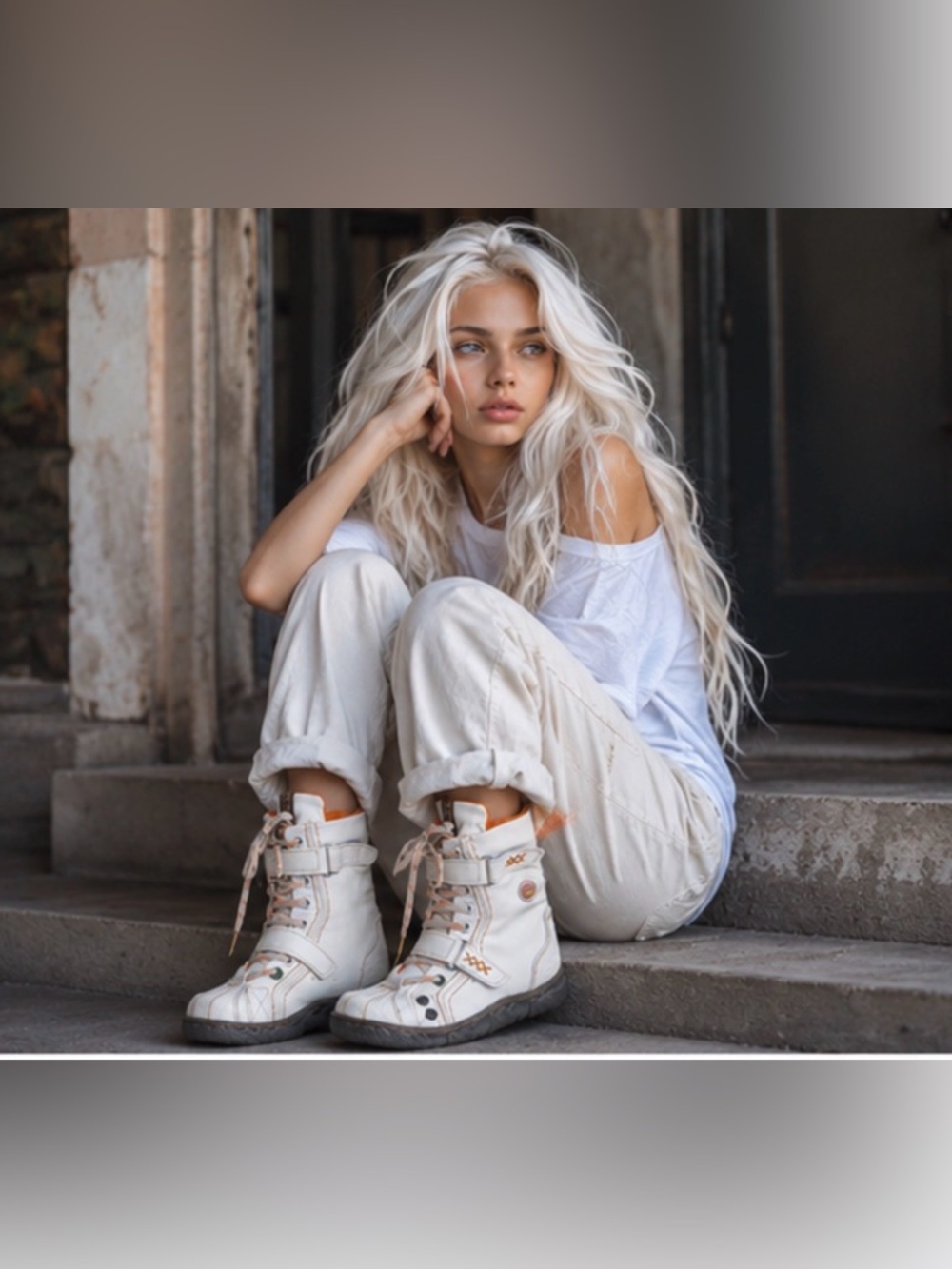 TMA EYES White Faux Leather Winter Boots Women's Size 8 - Picture 2 of 16